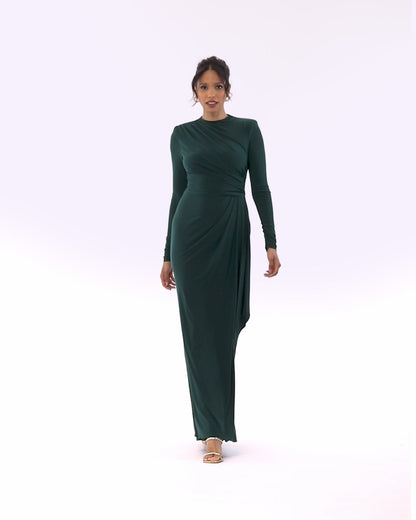 "Jeanette" Stretch Knit Long Sleeve Dress - Pine | Betsy & Adam