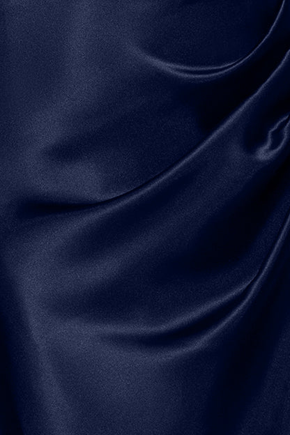 Petite “Sofia” Satin Drop Shoulder Dress - Navy | Betsy & Adam