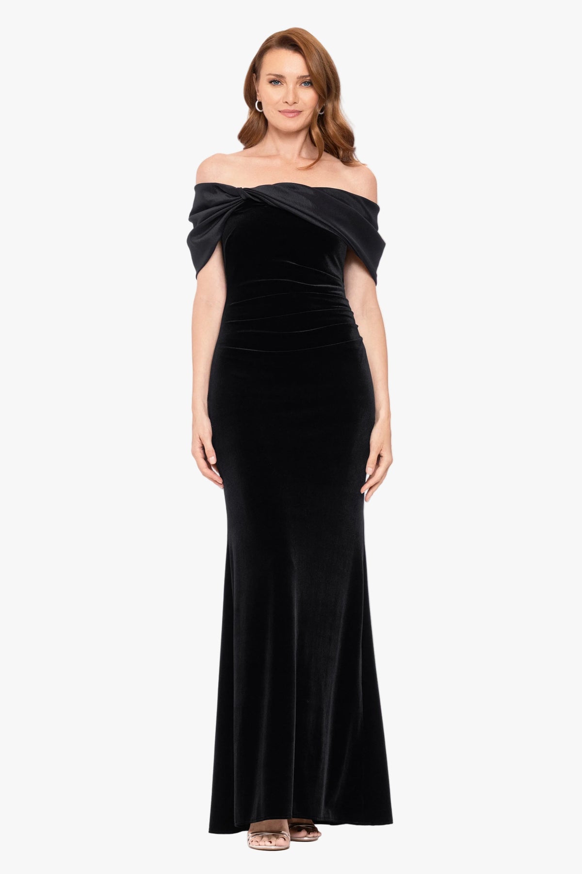 "Ellis" Stretch Velvet & Taffeta Dress - Black | Betsy & Adam
