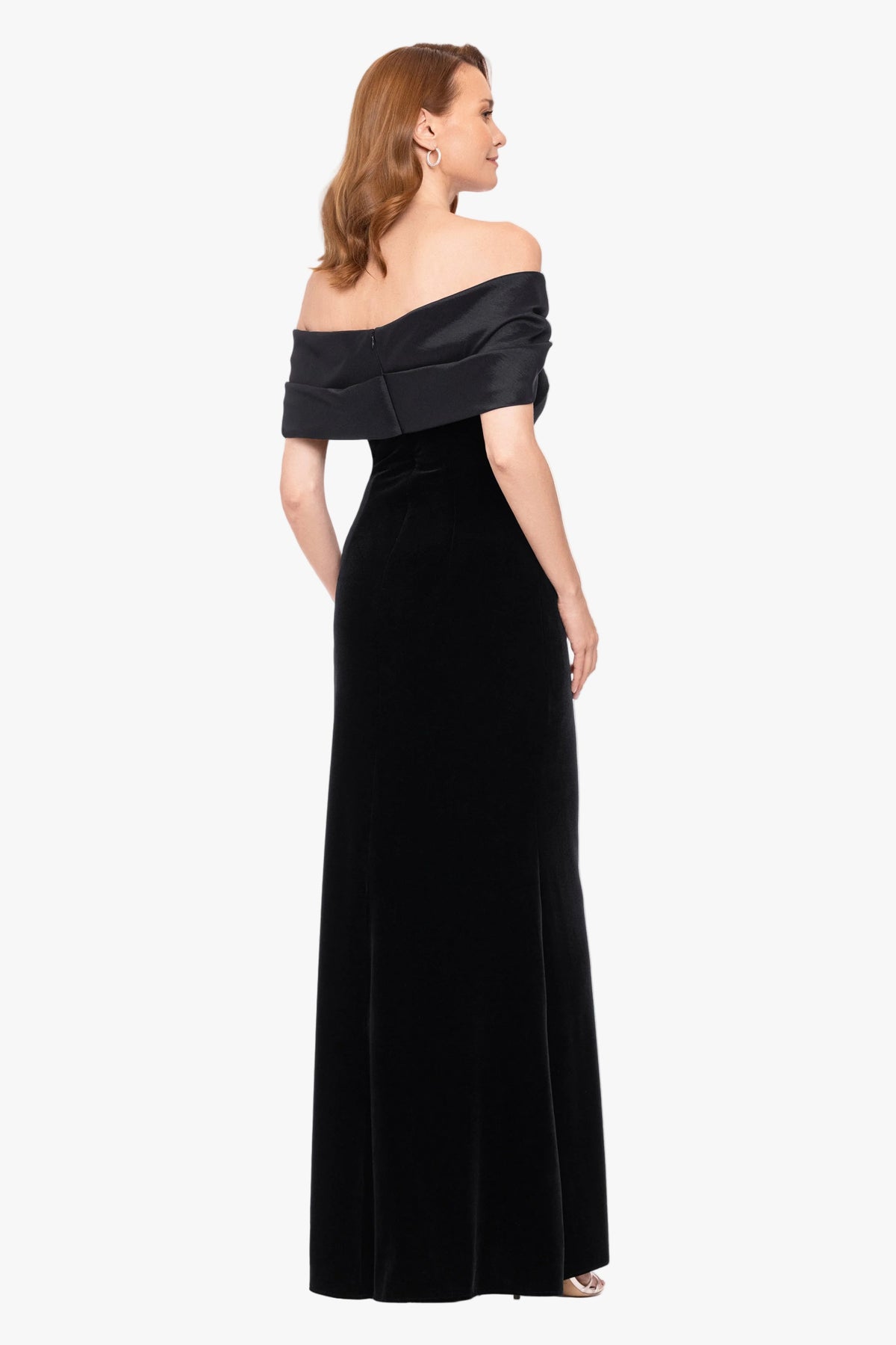 "Ellis" Stretch Velvet & Taffeta Dress - Black | Betsy & Adam
