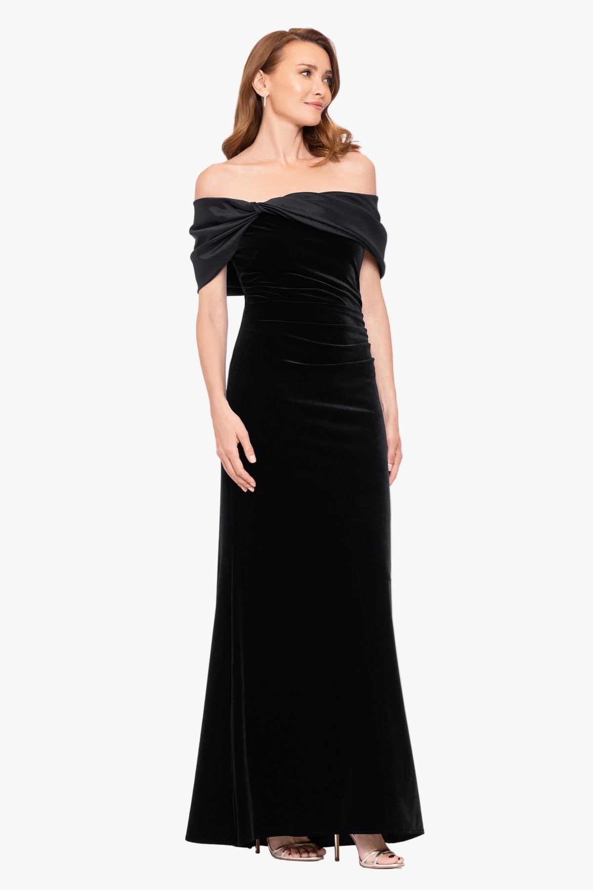 "Ellis" Stretch Velvet & Taffeta Dress - Black | Betsy & Adam