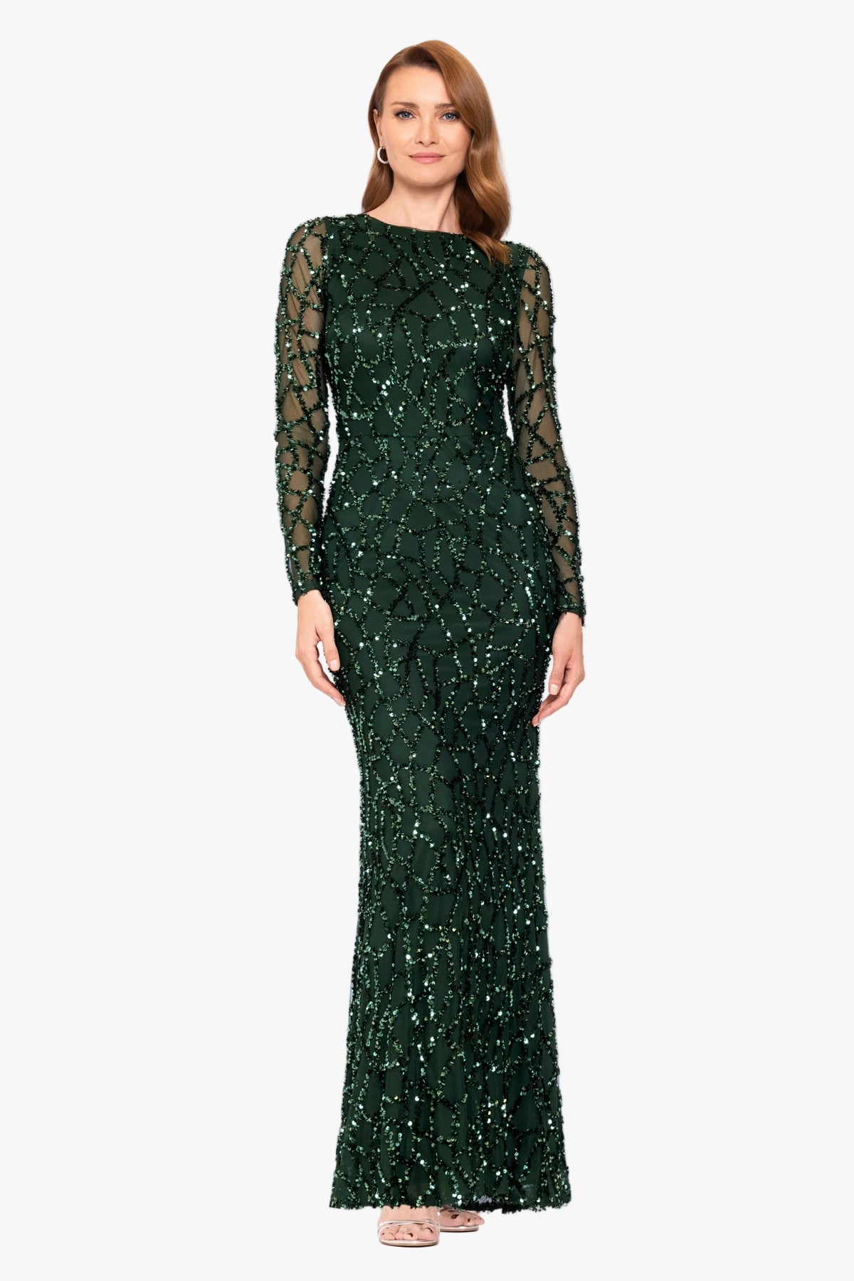 Petite "Hudson" Sequin Long Sleeve Dress - Hunter | Betsy & Adam
