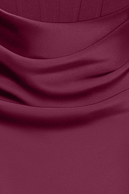 "Debra" Scuba Crepe & Satin Strapless Dress - Wine | Betsy & Adam