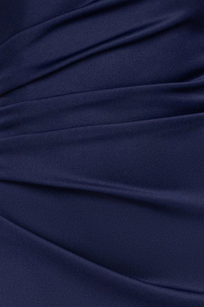 Petite "Mariah" Techno Scuba Off The Shoulder Dress - Midnight | Betsy & Adam