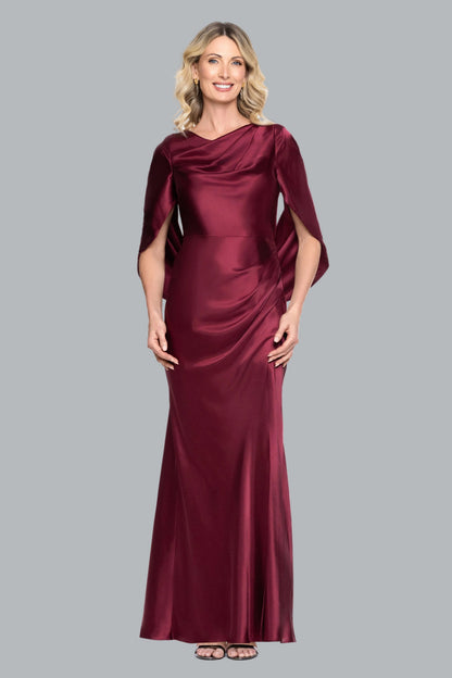"Cece" Satin Droop Back Dress - Burgundy | Betsy & Adam