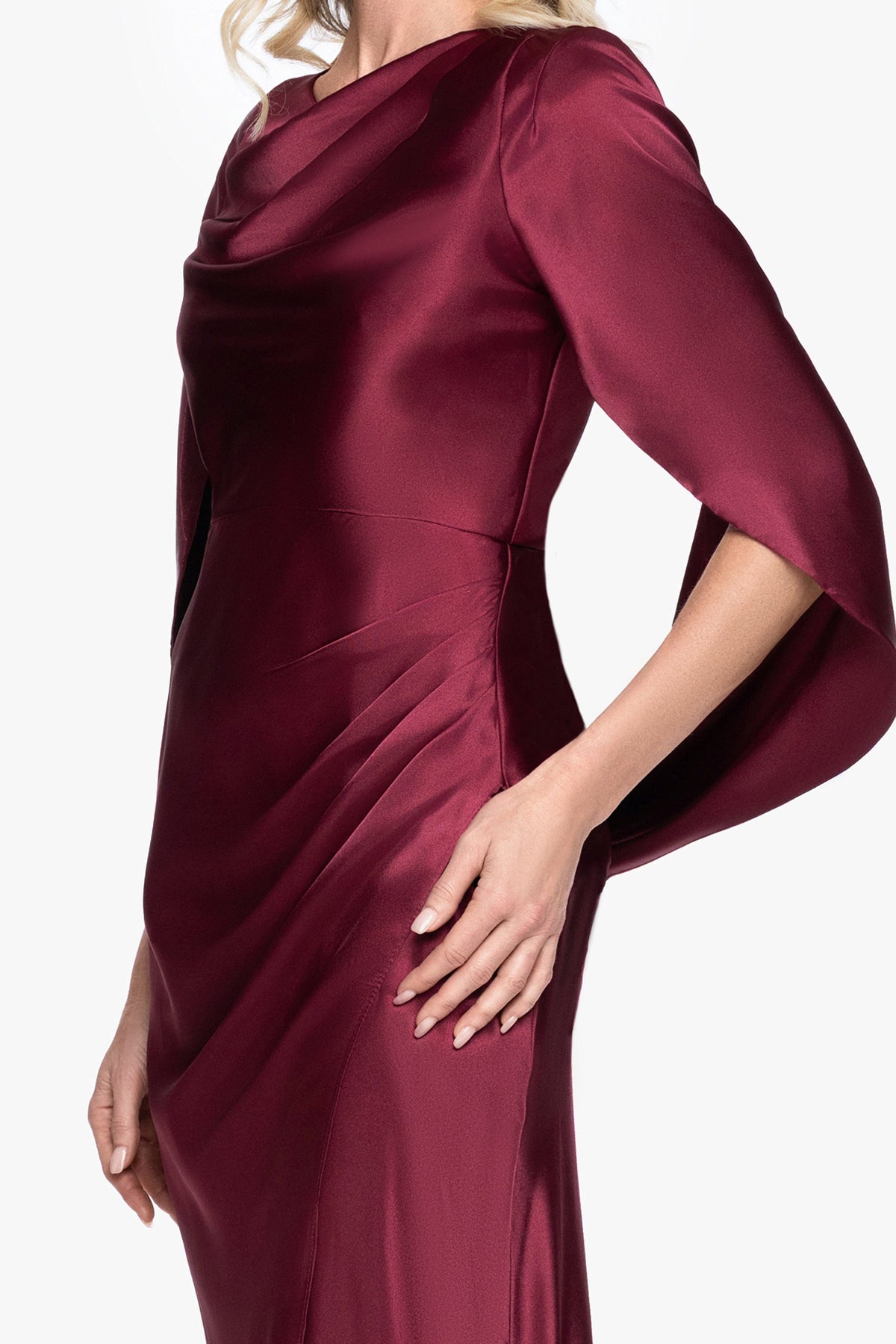 "Cece" Satin Droop Back Dress - Burgundy | Betsy & Adam