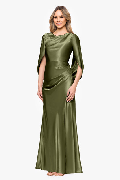 "Cece" Satin Droop Back Dress - Olive | Betsy & Adam