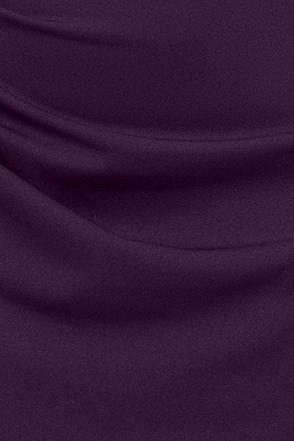 Plus "Monica" Scuba Crepe & Taffeta Trim Ruched Dress - Mulberry | Betsy & Adam