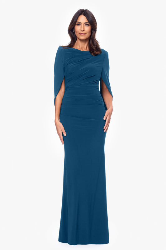 “Miriam” Jersey Knit Draped Back Dress - Mallard | Betsy & Adam