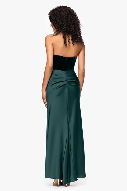 Petite "Lynn" Velvet & Satin Strapless Dress - Hunter | Betsy & Adam