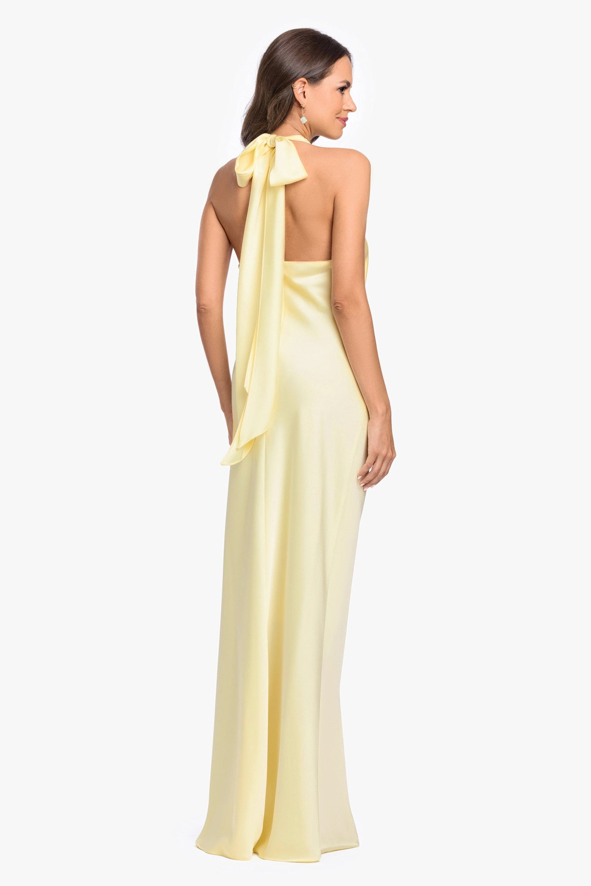"Amina" Satin Halter Dress - Butter | Betsy & Adam