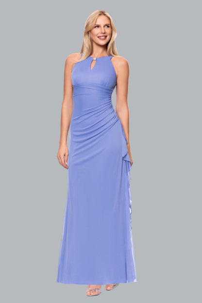 “Petra” Sheer Matte Jersey Knit Key Hole Dress - Periwinkle | Betsy & Adam