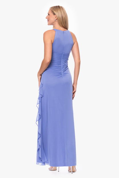 “Petra” Sheer Matte Jersey Knit Key Hole Dress - Periwinkle | Betsy & Adam