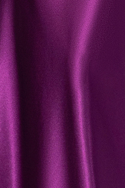 "Shannon" Satin Halter Necktie Dress - Plum | Betsy & Adam