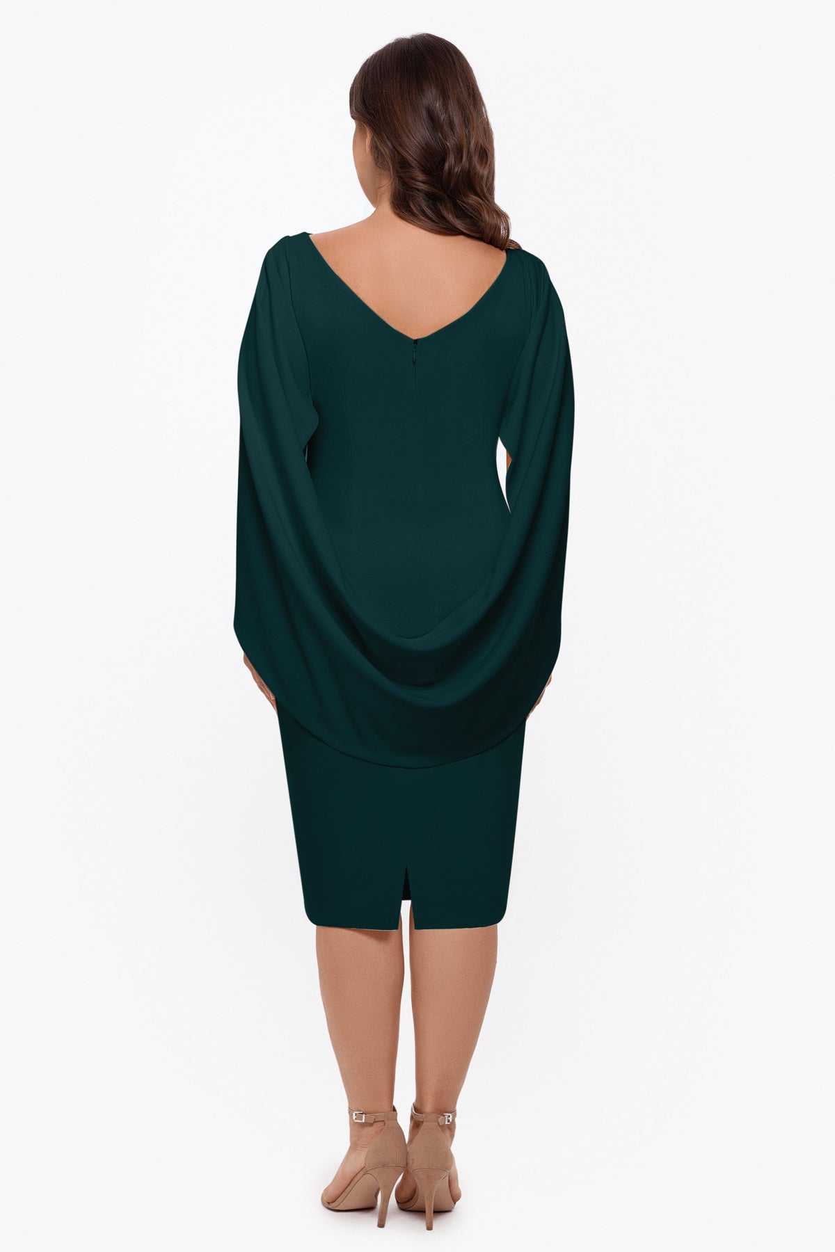 Plus Jordan" Scuba Crepe Draped Back Short Dress - Pine | Betsy & Adam