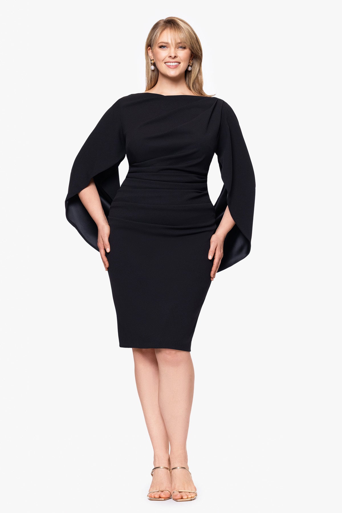 Plus Jordan" Scuba Crepe Draped Back Short Dress - Pine | Betsy & Adam