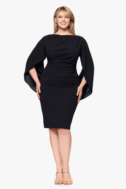 Plus Jordan" Scuba Crepe Draped Back Short Dress - Pine | Betsy & Adam