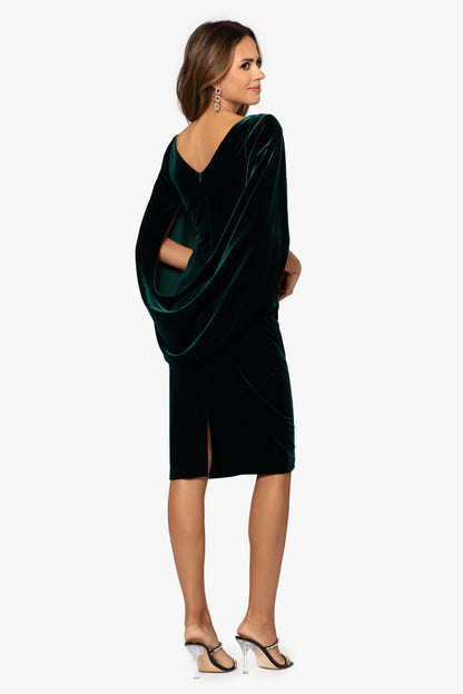 "Leona" Velvet Drape Back Short Dress - Hunter | Betsy & Adam