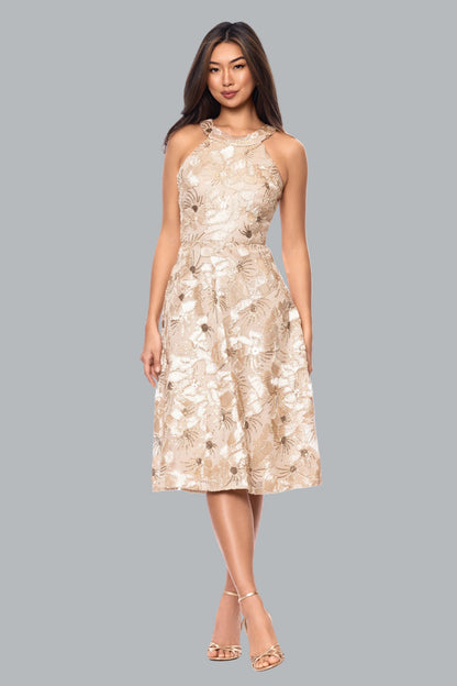 "Piper" Soutache & Sequin Sleeveless Short Dress - Champagne | Betsy & Adam