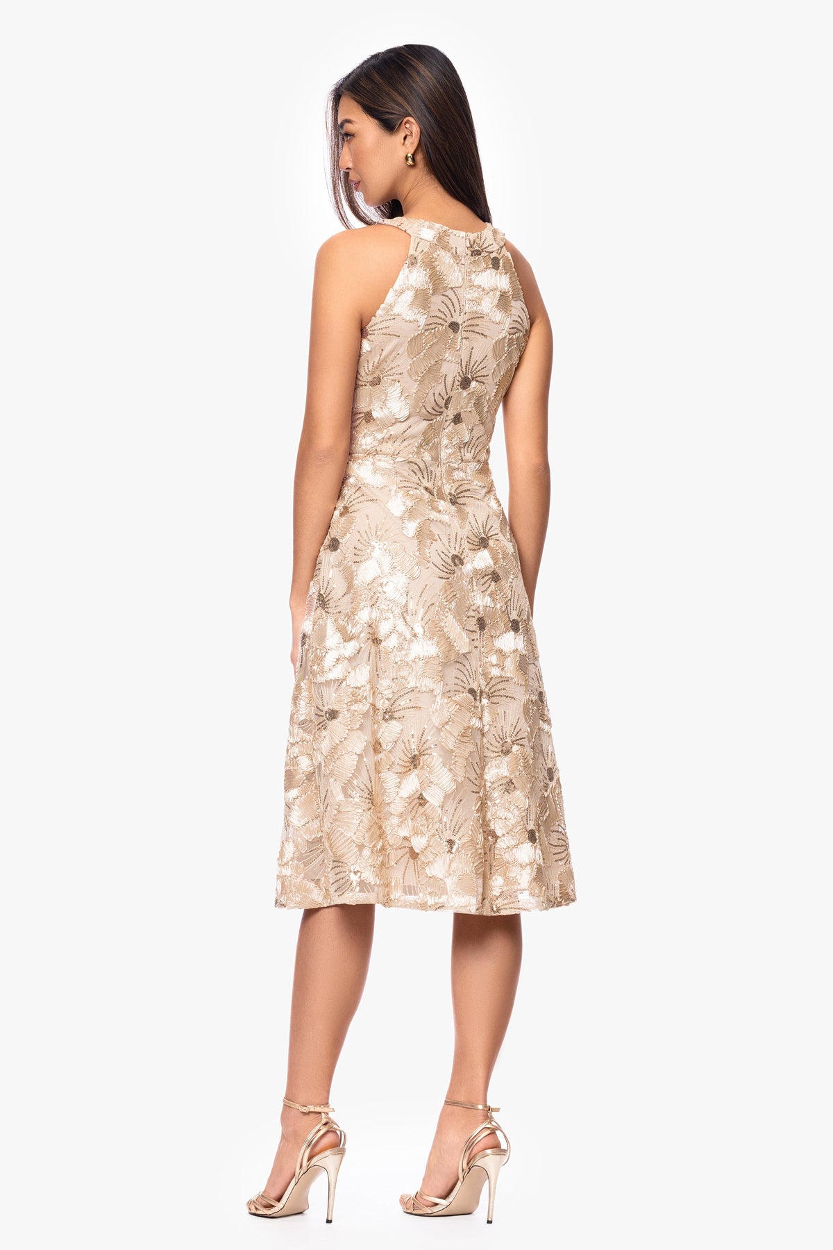"Piper" Soutache & Sequin Sleeveless Short Dress - Champagne | Betsy & Adam