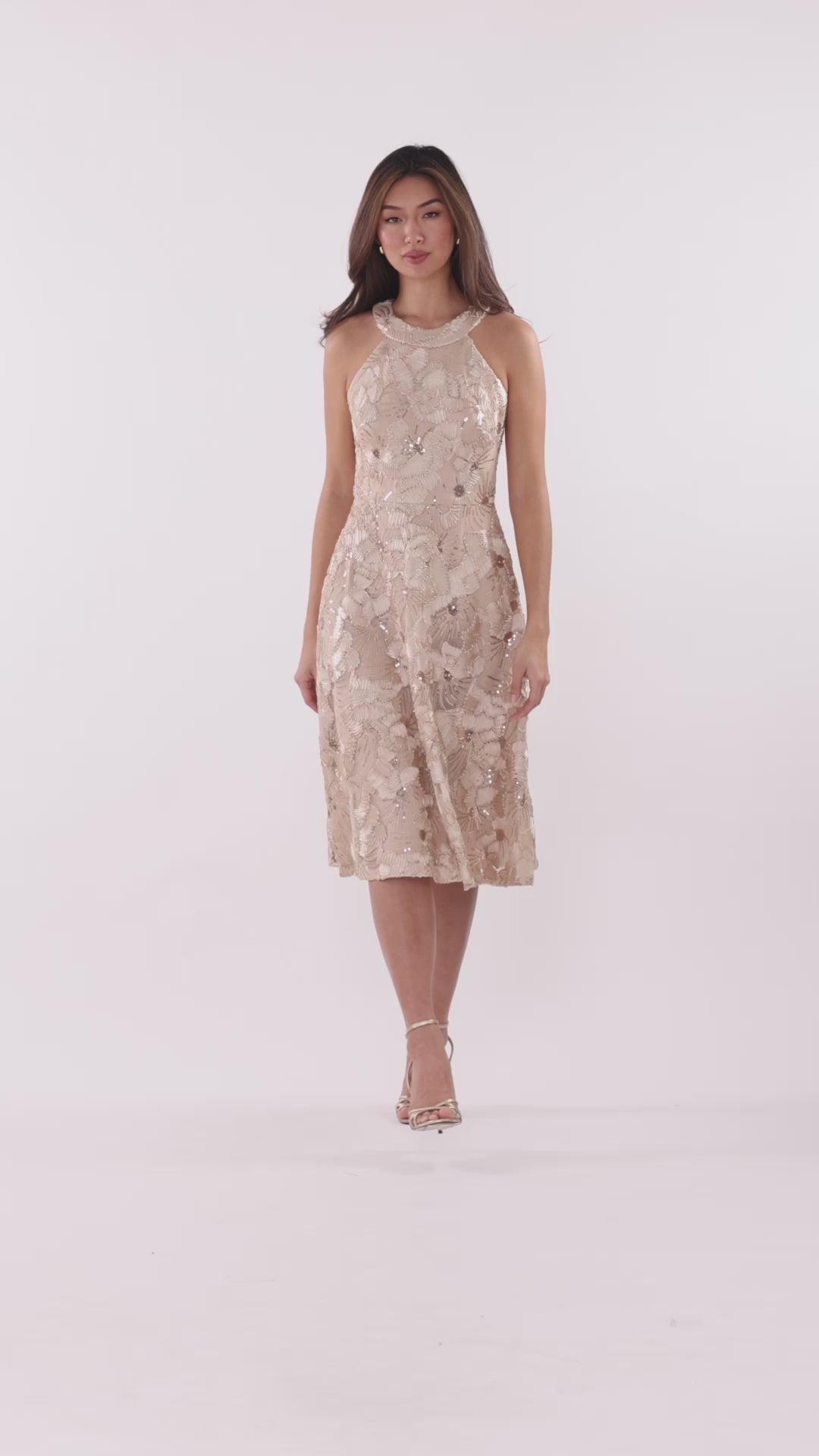 "Piper" Soutache & Sequin Sleeveless Short Dress - Champagne | Betsy & Adam