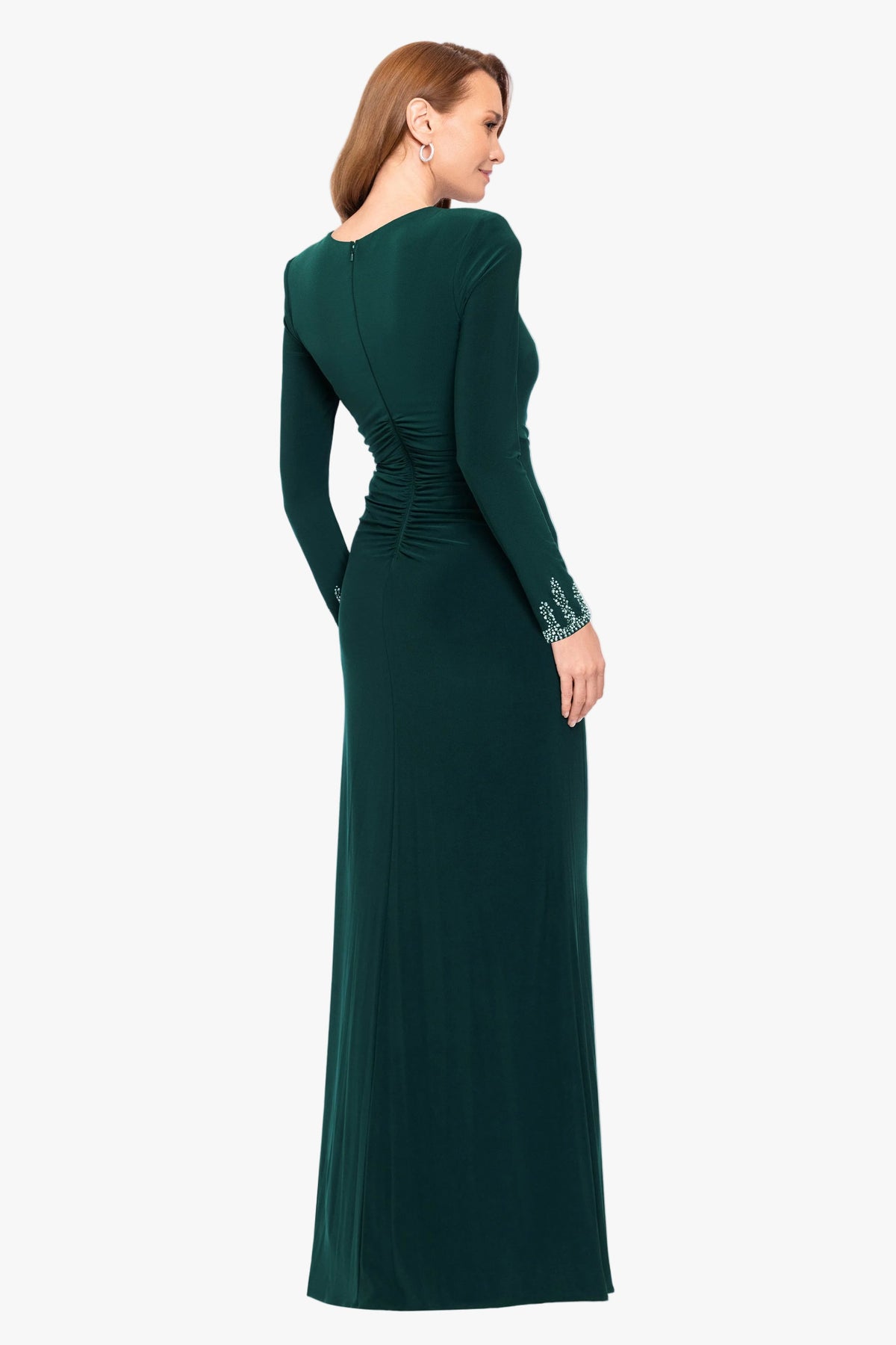 "Kenley" Jersey Knit Long Sleeve Beaded Cuff Dress - Forest | Betsy & Adam