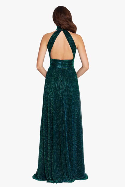 "Peyton" Metallic Knit Halter Top Dress - Jade | Betsy & Adam