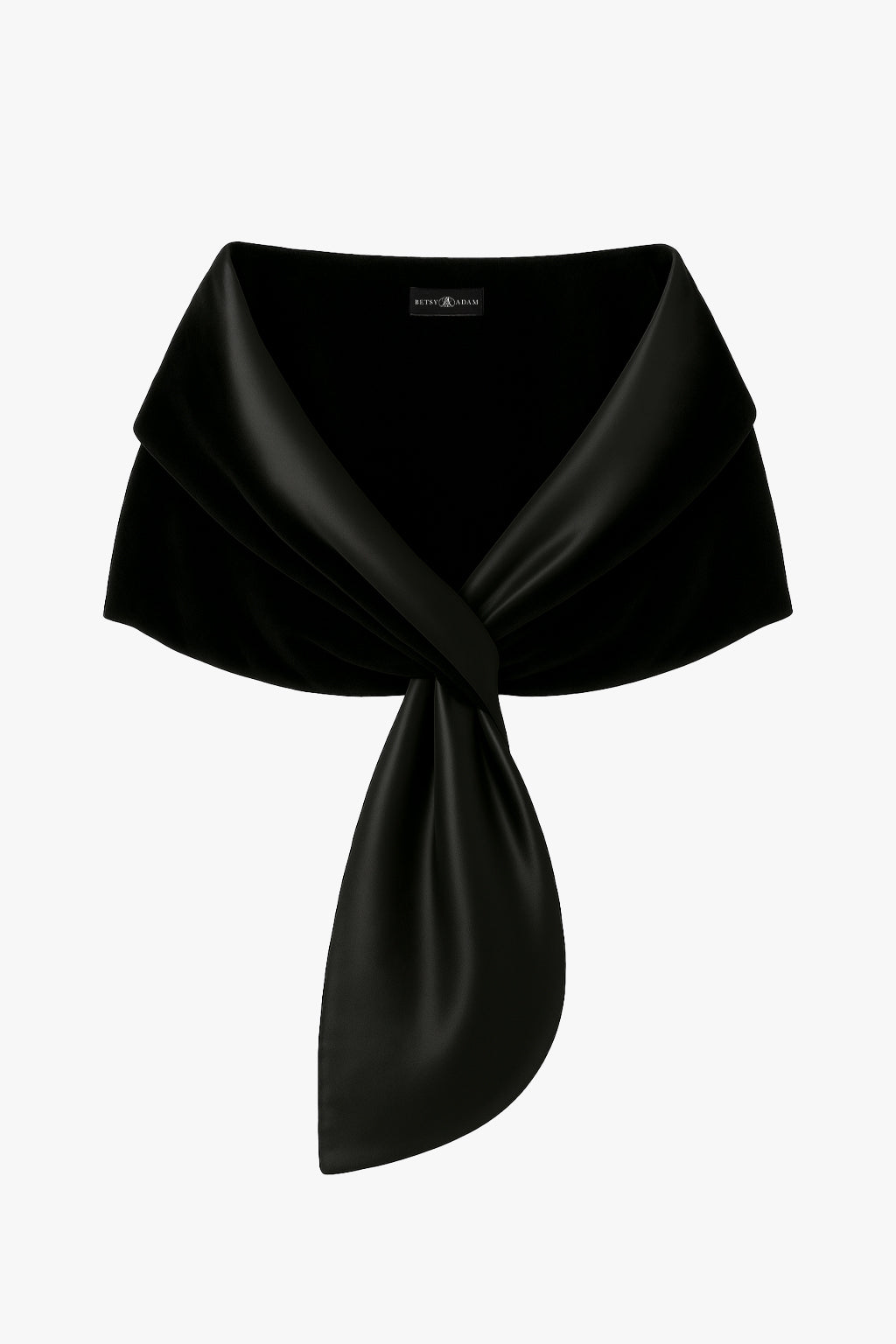 "Rosemary" Velvet & Satin Pull-Through Shawl Wrap - Black | Betsy & Adam