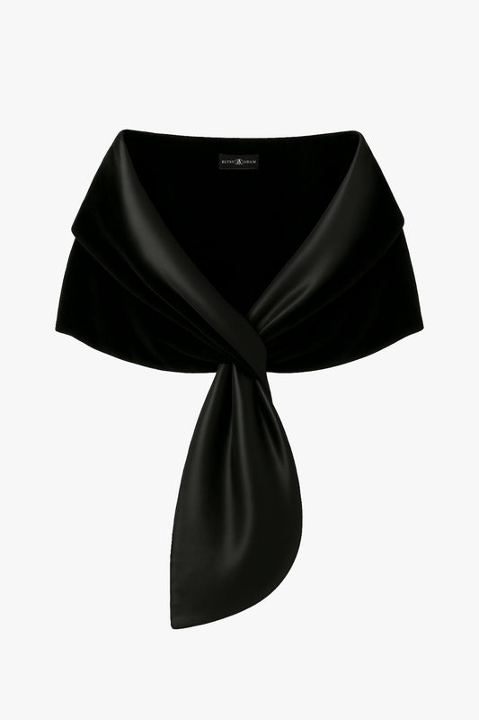 "Rosemary" Velvet & Satin Pull-Through Shawl Wrap - Black | Betsy & Adam