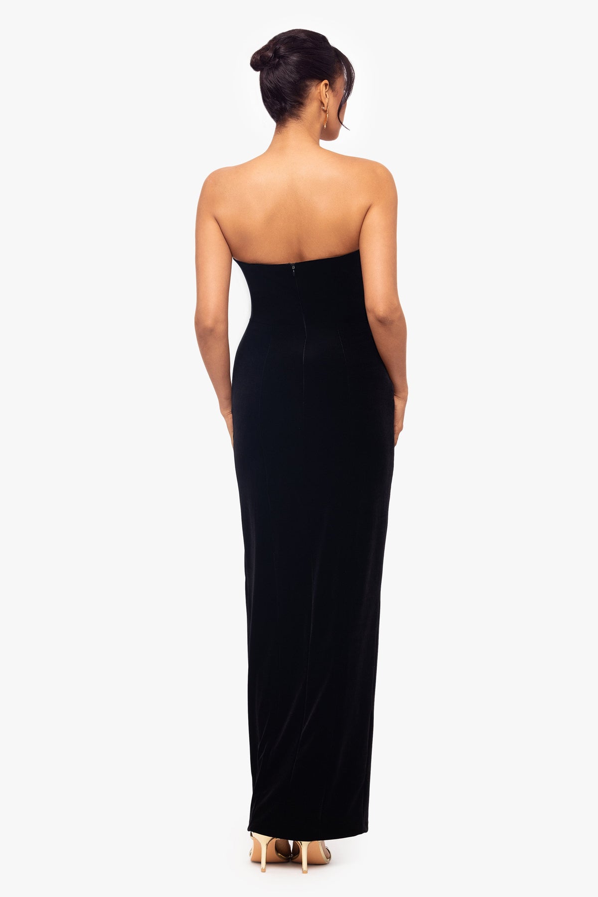 "Liliana" Velvet Strapless Tuxedo Dress - Black | Betsy & Adam