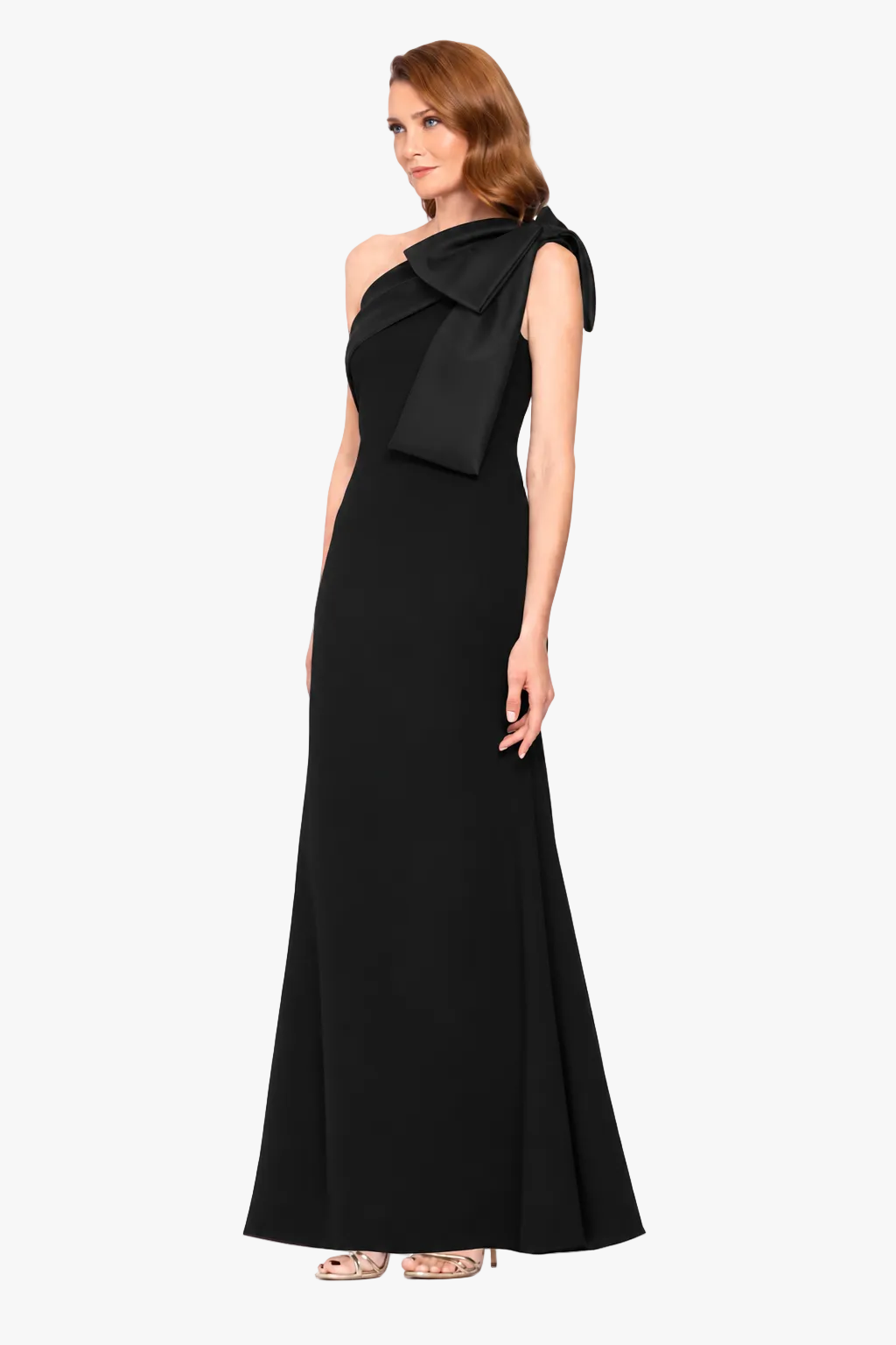 "Carmela" Scuba Crepe With Satin Bow Dress - Black | Betsy & Adam