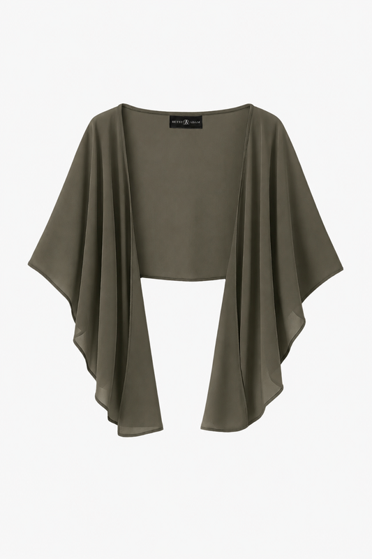 "Bernadette" Chiffon Shawl Wrap - Olive | Betsy & Adam