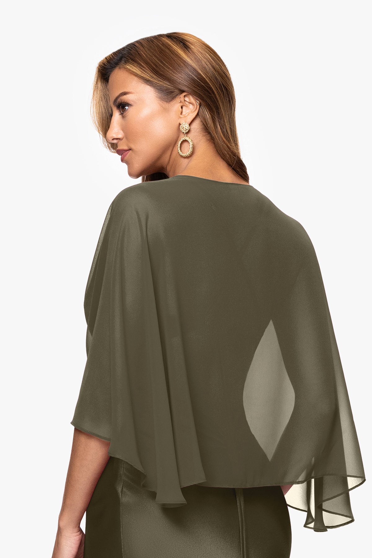 "Bernadette" Chiffon Shawl Wrap - Olive | Betsy & Adam