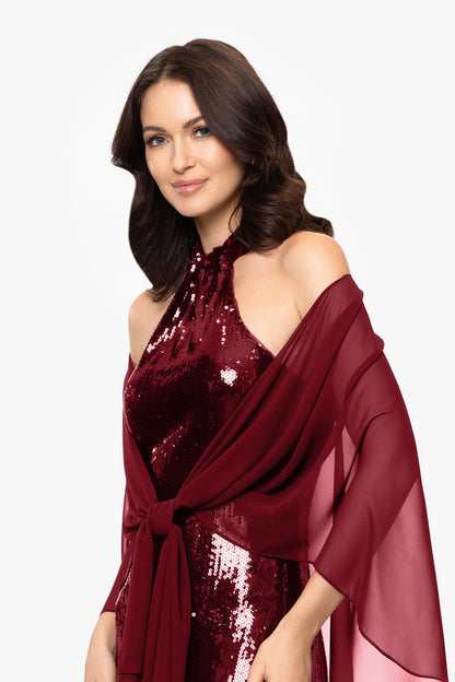 "Bernadette" Chiffon Shawl Wrap - Burgundy | Betsy & Adam