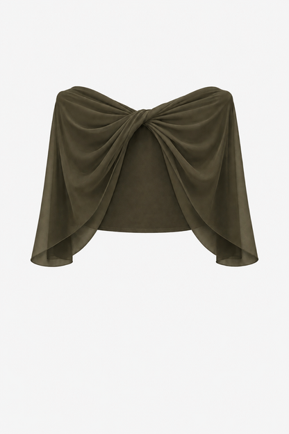 "Nikita" Chiffon Twist Shawl Wrap - Olive | Betsy & Adam