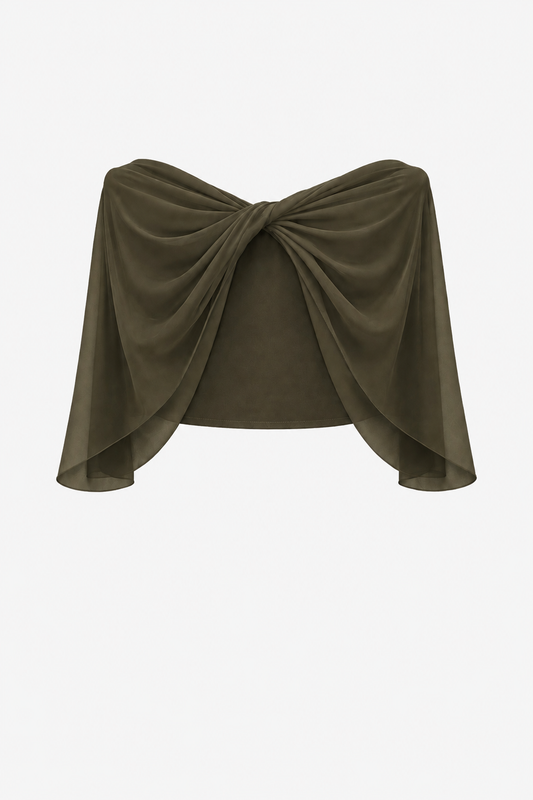 "Nikita" Chiffon Twist Shawl Wrap - Olive | Betsy & Adam