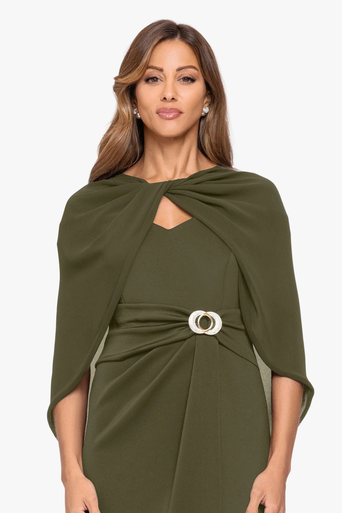 "Nikita" Chiffon Twist Shawl Wrap - Olive | Betsy & Adam