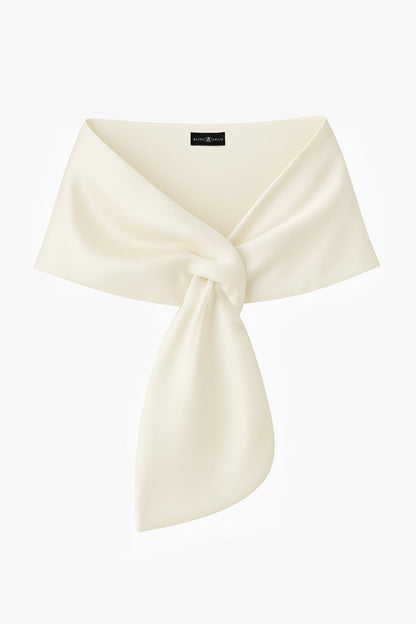 "Trixie" Satin Pull Through Shawl Wrap - Ivory | Betsy & Adam