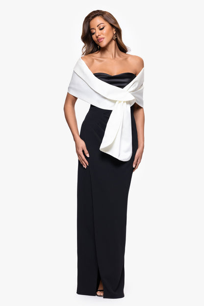 "Trixie" Satin Pull Through Shawl Wrap - Ivory | Betsy & Adam