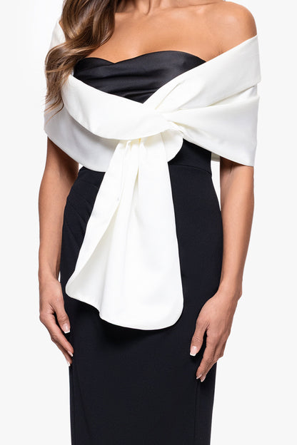 "Trixie" Satin Pull Through Shawl Wrap - Ivory | Betsy & Adam