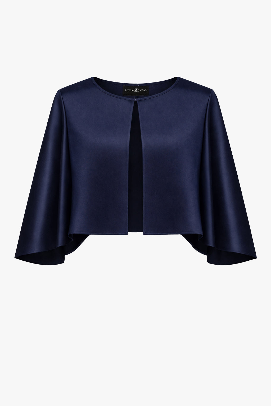 "Bella" Satin Cape Shawl Wrap - Navy | Betsy & Adam