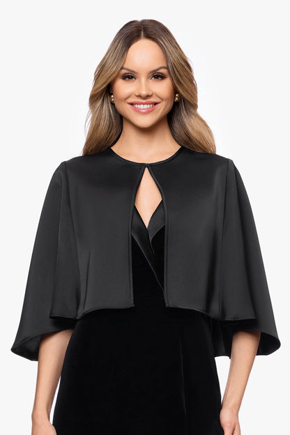 "Bella" Satin Cape Shawl Wrap - Navy | Betsy & Adam
