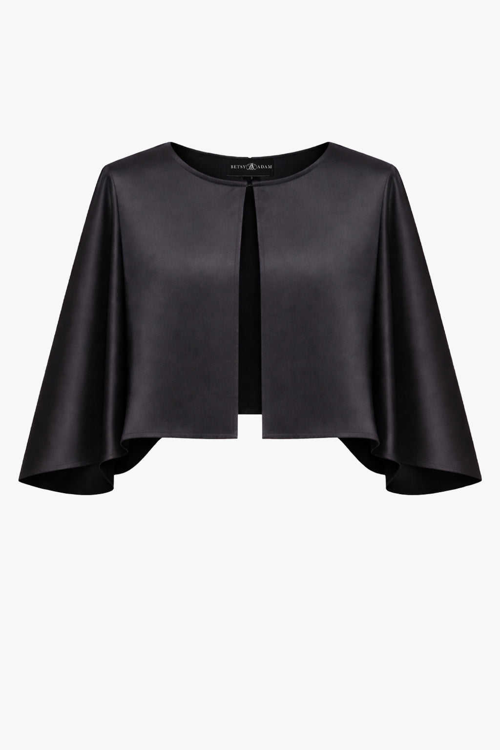 "Bella" Satin Cape Shawl Wrap - Black | Betsy & Adam