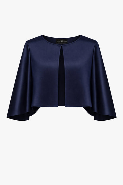 "Bella" Satin Cape Shawl Wrap - Black | Betsy & Adam