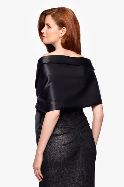 "Trixie" Satin Pull Through Shawl Wrap - Mocha | Betsy & Adam