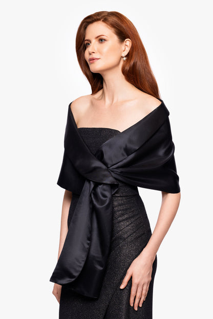 "Trixie" Satin Pull Through Shawl Wrap - Mocha | Betsy & Adam