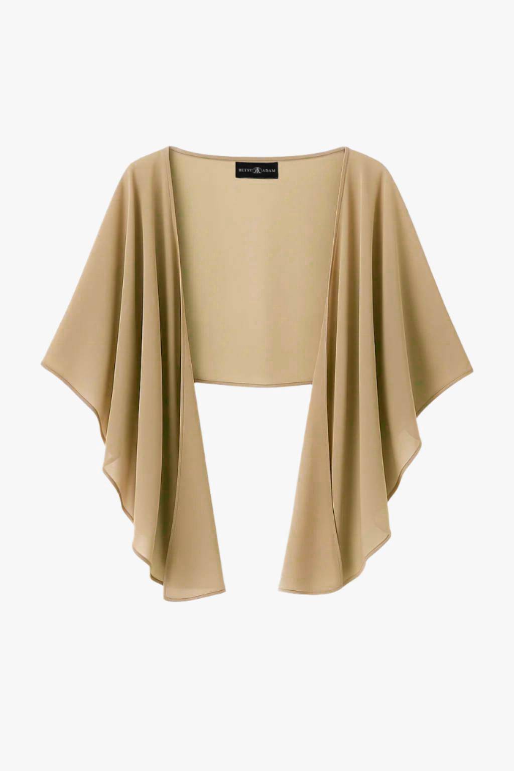 "Bernadette" Chiffon Shawl Wrap - Tan | Betsy & Adam