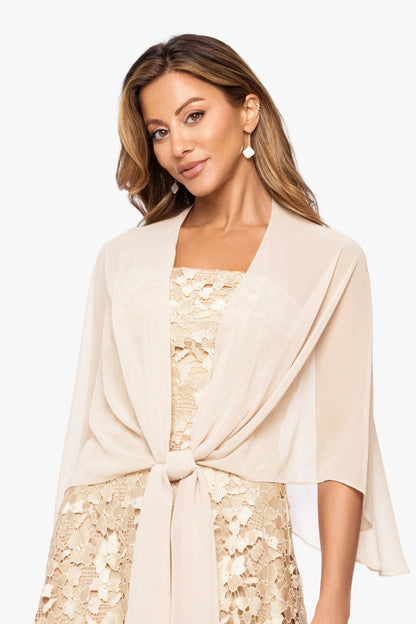 "Bernadette" Chiffon Shawl Wrap - Tan | Betsy & Adam
