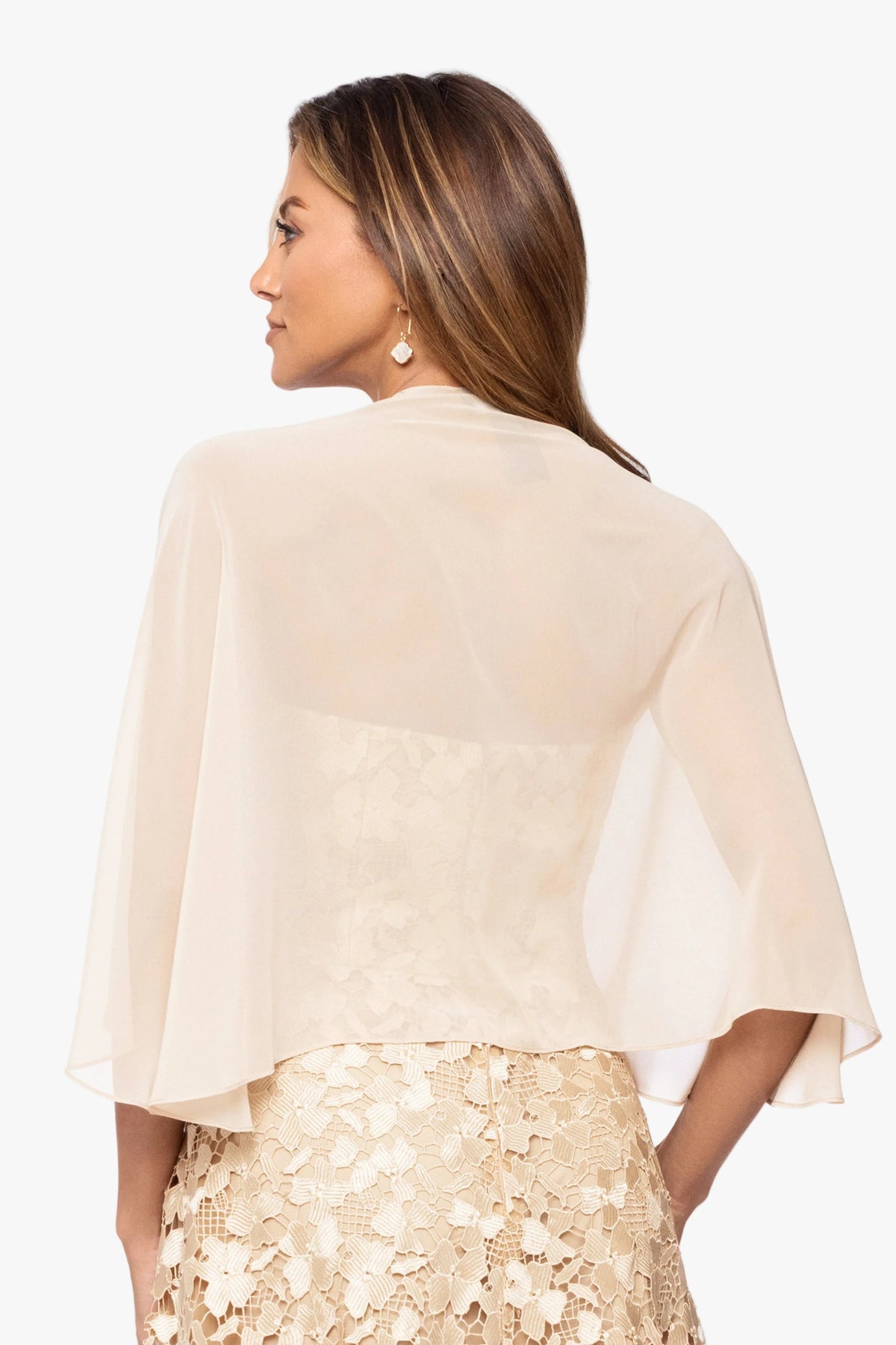 "Bernadette" Chiffon Shawl Wrap - Tan | Betsy & Adam