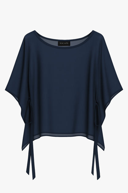 "Demi" Chiffon Pullover Shawl Wrap - Black | Betsy & Adam
